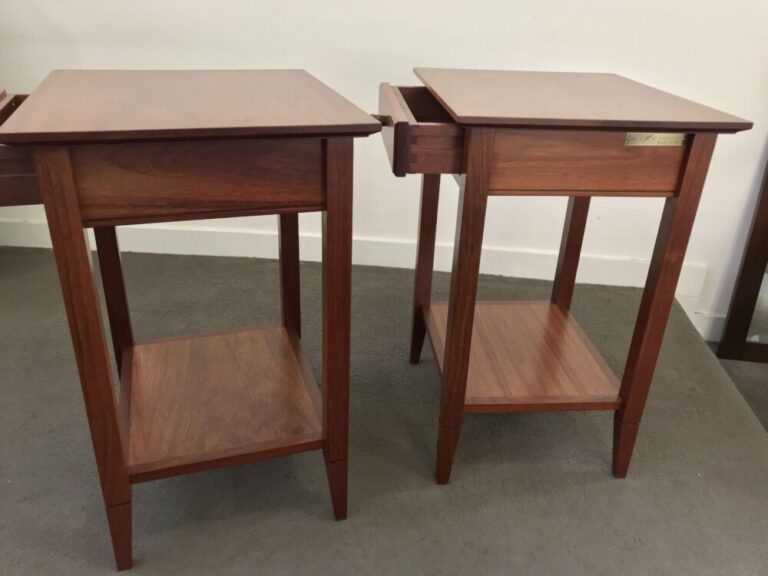 A Pair of Jarrah Bedside Tables Furniture Revival